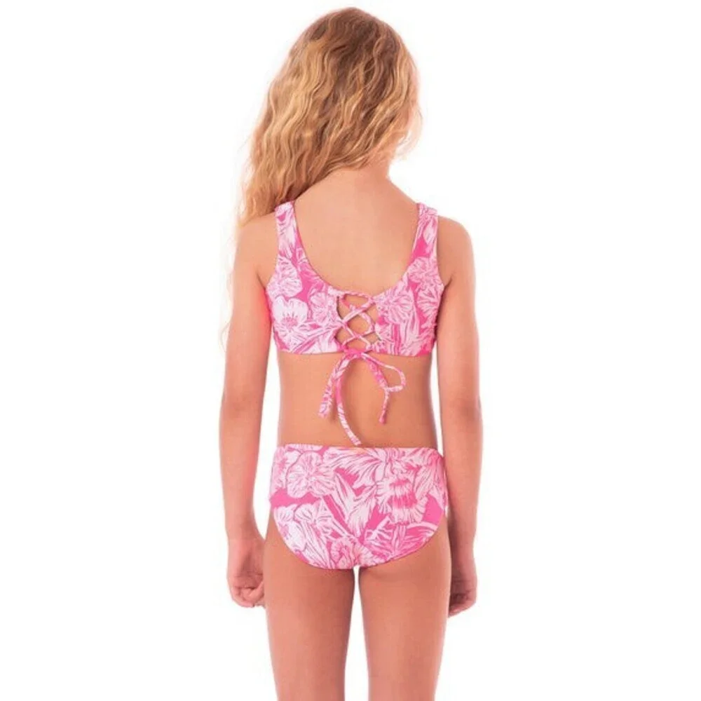Maaji Hoya Bikini Set Kids 14 Pink Blossom Stretch Reversible Swimwear RED267